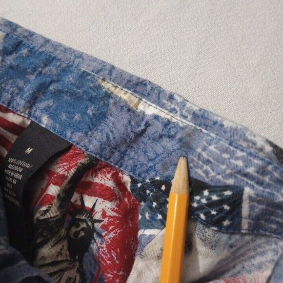 Cotton Trader Sports Men's Medium America Shirt Liberty Flag Rushmore Button Up - Picture 7 of 8